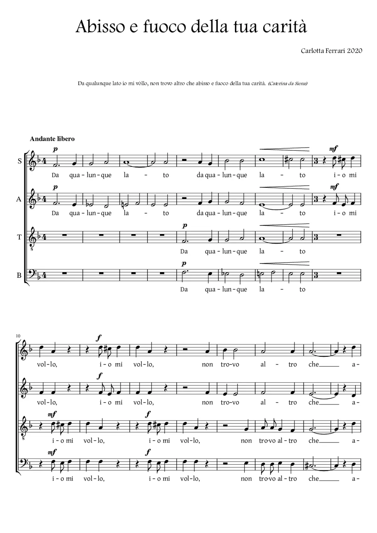 Abisso e fuoco della tua carità - Page 1
