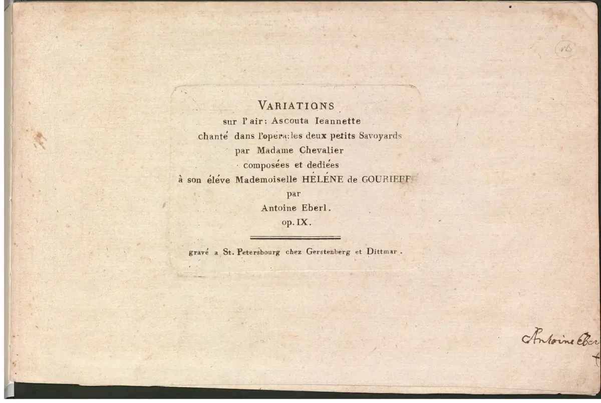 11 Variations on 'Ascouta Jeannette', Op.9 - Page 1