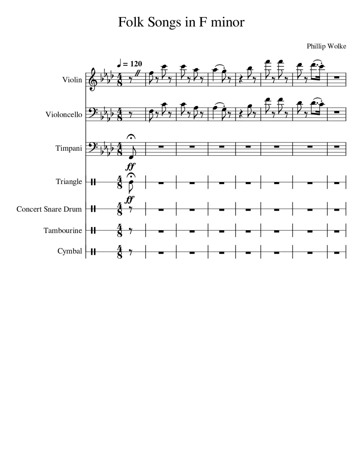 Folk Songs in F minor - Page 1