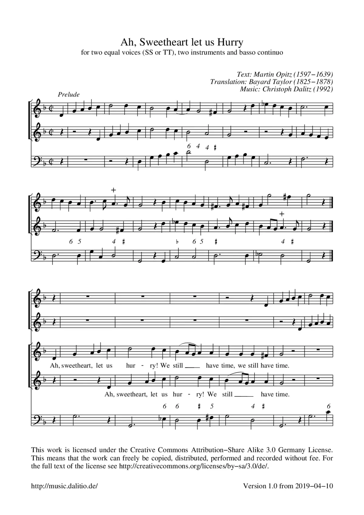 Ah, sweetheart let us hurry - Page 1