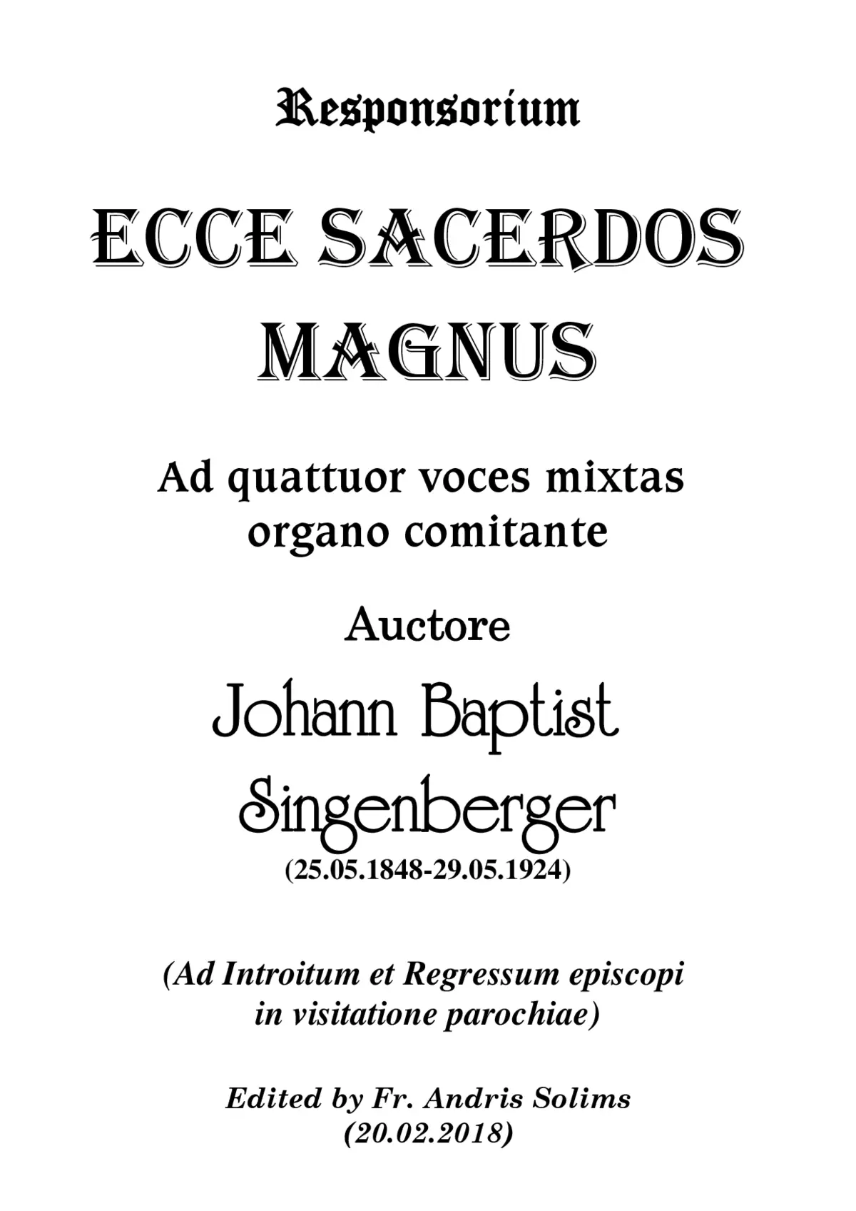 Ecce sacerdos magnus - Page 1