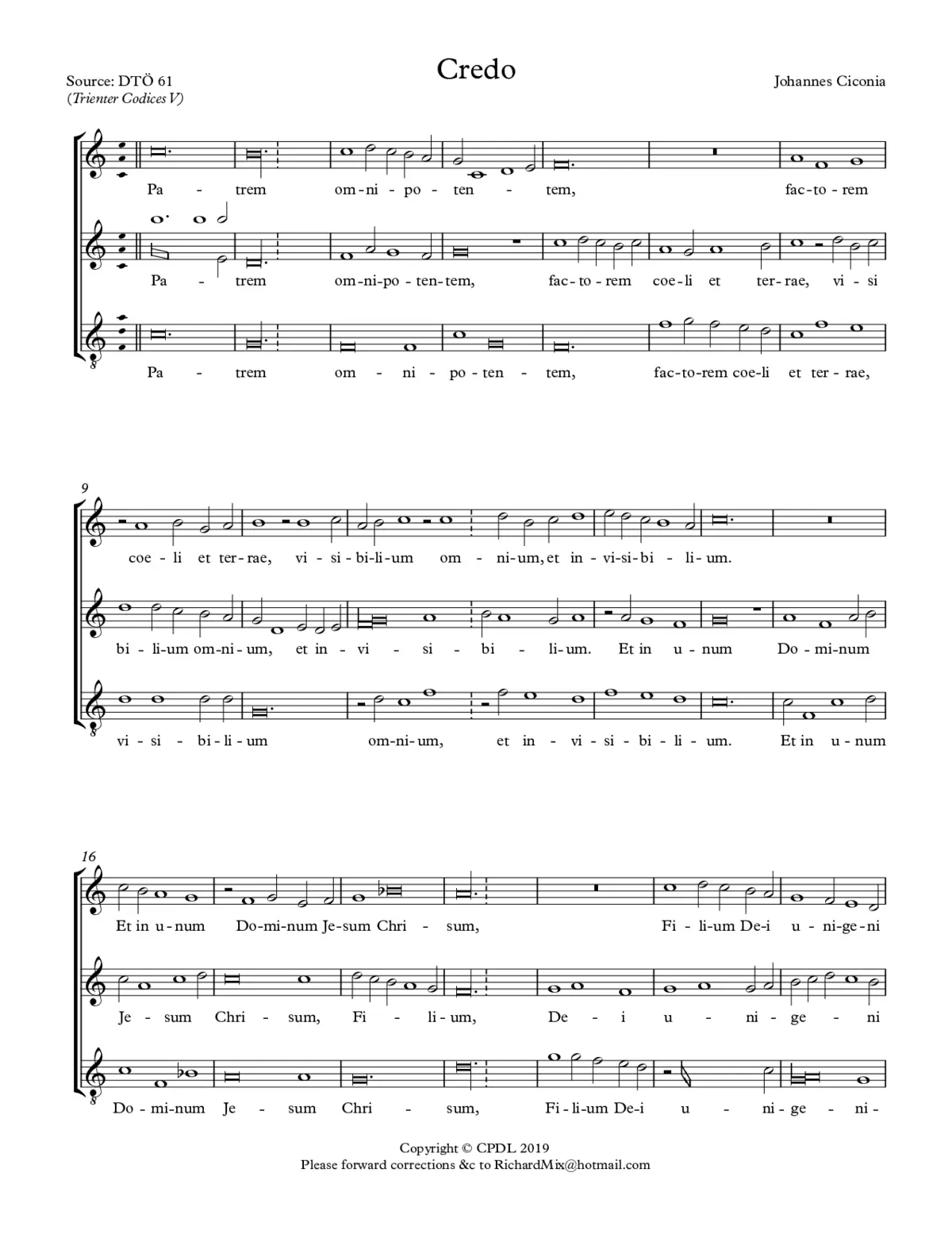 Credo (''Works'' no. 2) - Page 1