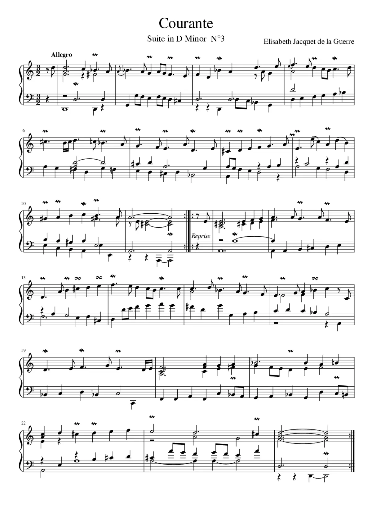 Courante Suite in D Minor Nr3 - Page 1
