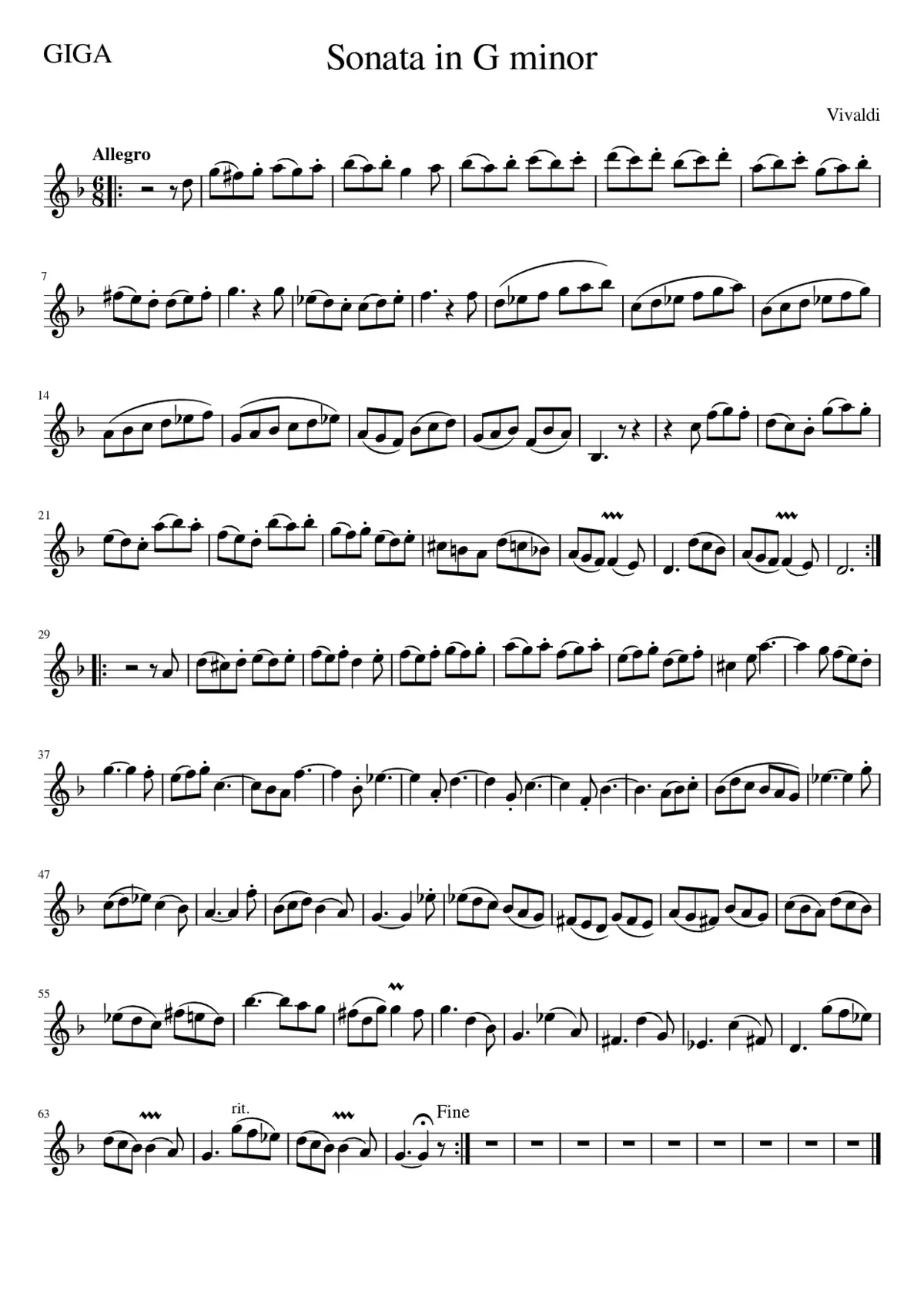 Violin Sonata in G minor RV 27 - Page 1