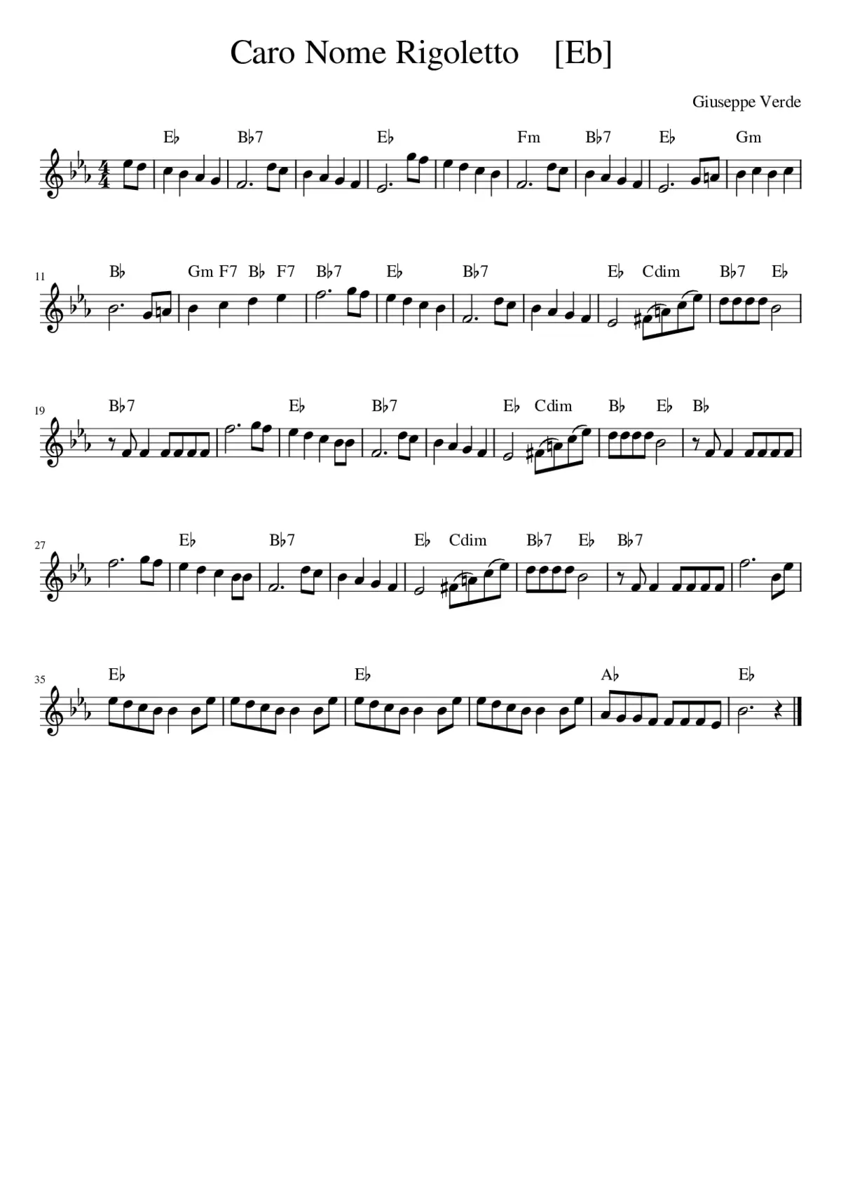 Caro Nome Rigoletto - Page 1