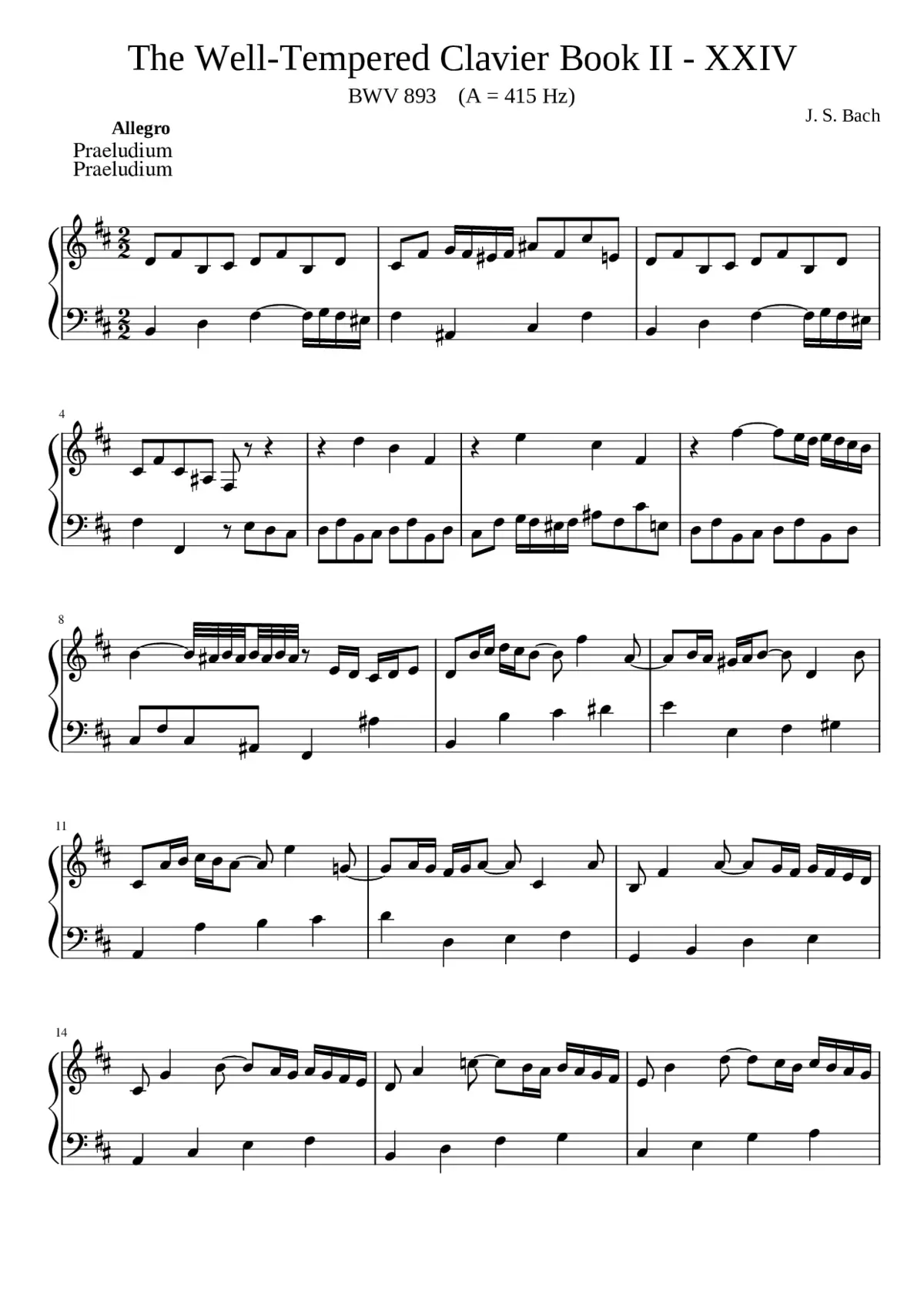 Prelude and Fugue in B minor BWV 893 - Page 1