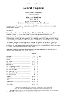 La mort d'Ophélie, Op. 18, No. 2