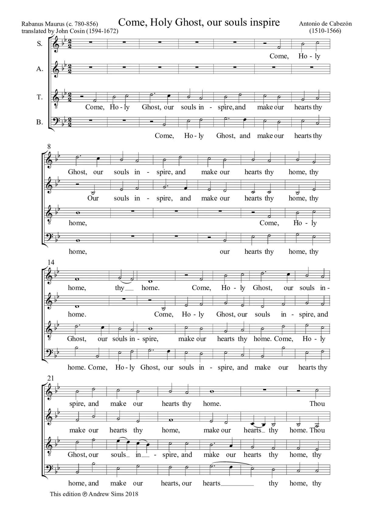 Come, Holy Ghost, our souls inspire - Page 1