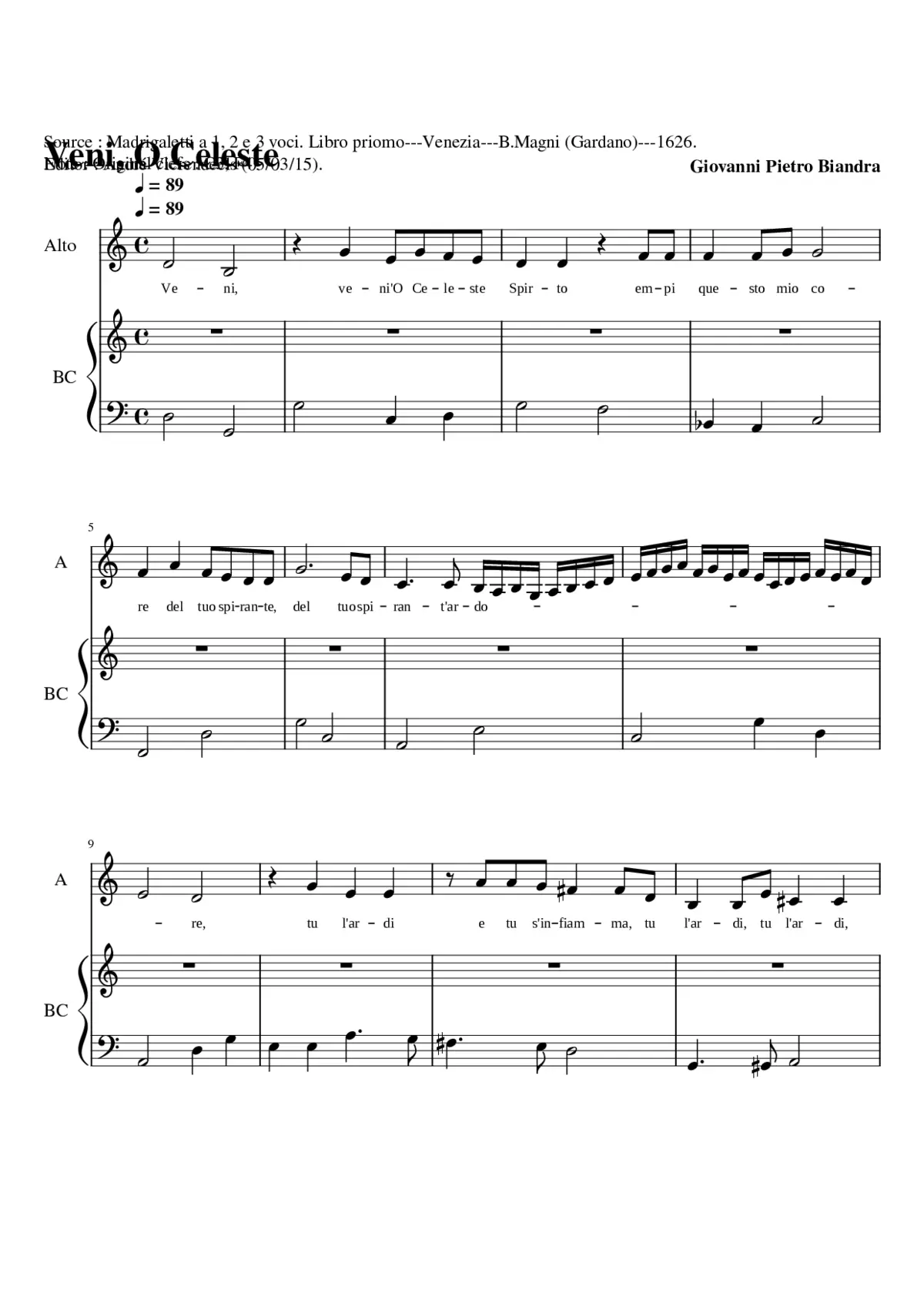 Veni O Celeste - Page 1