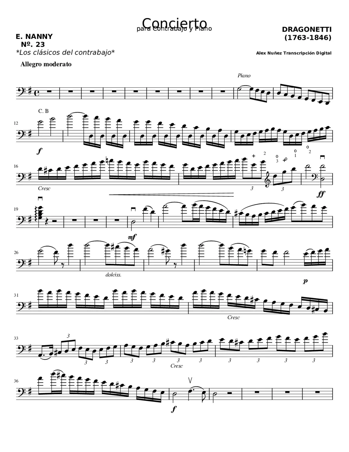 Double Bass Concerto in G major Op.1 - Page 1