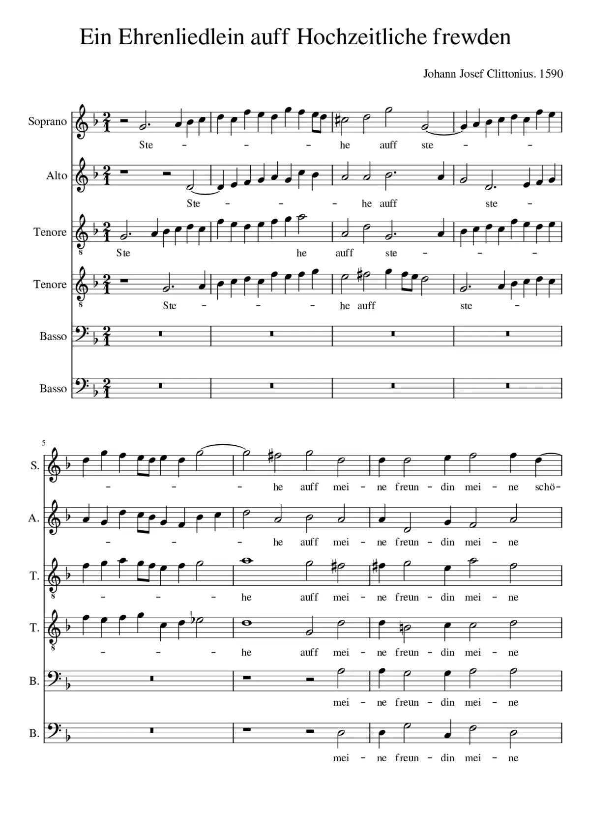 J. J. Clittonius - Ein Ehrenliedlein auff Hochzeitliche frewden - Page 1