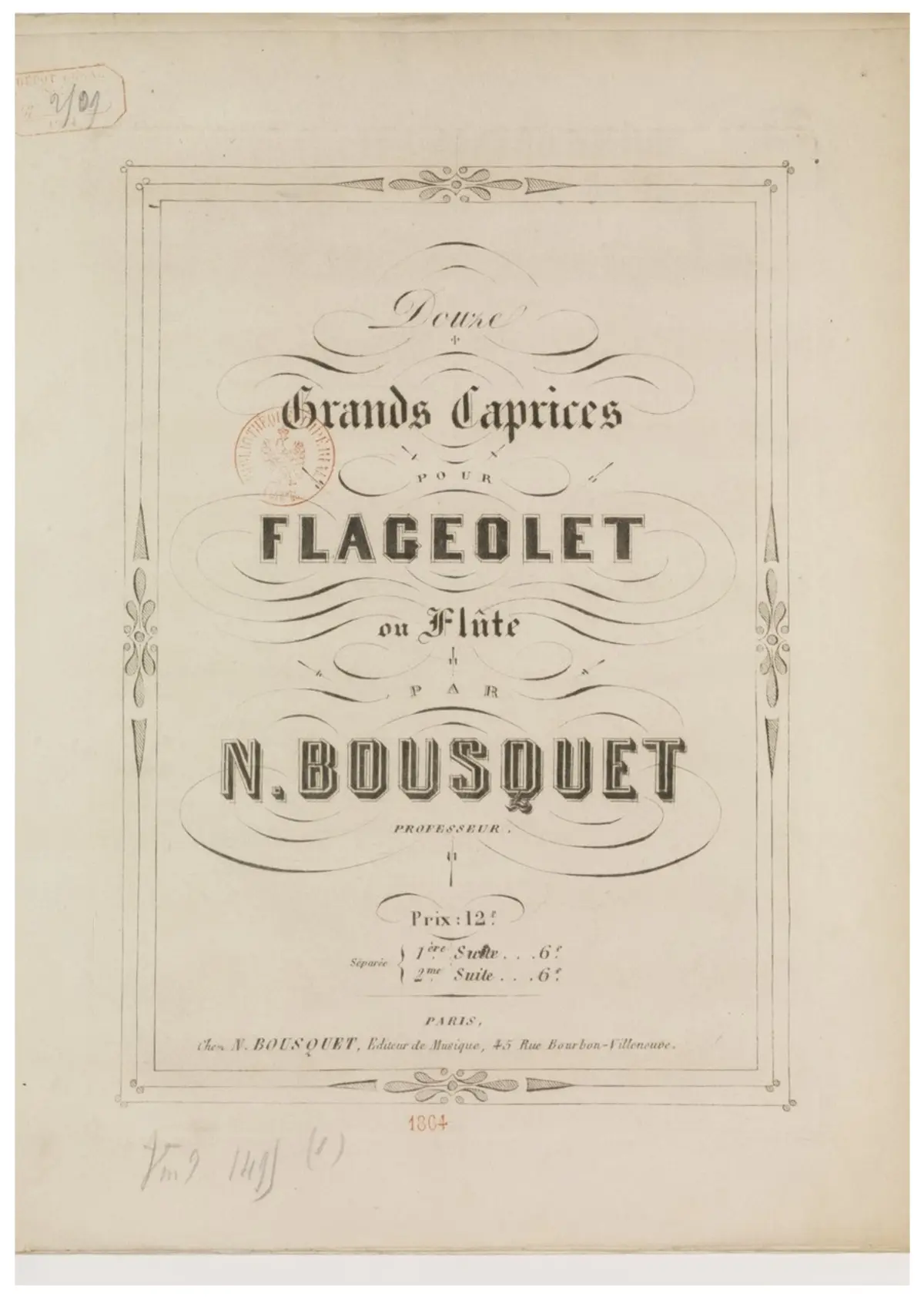 Douze grands caprices pour flageolet ou flûte - Page 1