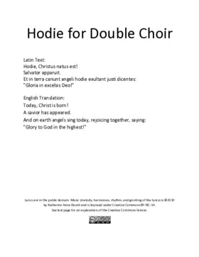 Hodie for Double Choir