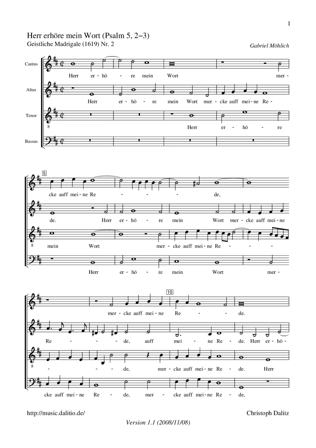 Herr erhöre mein Wort - Page 1