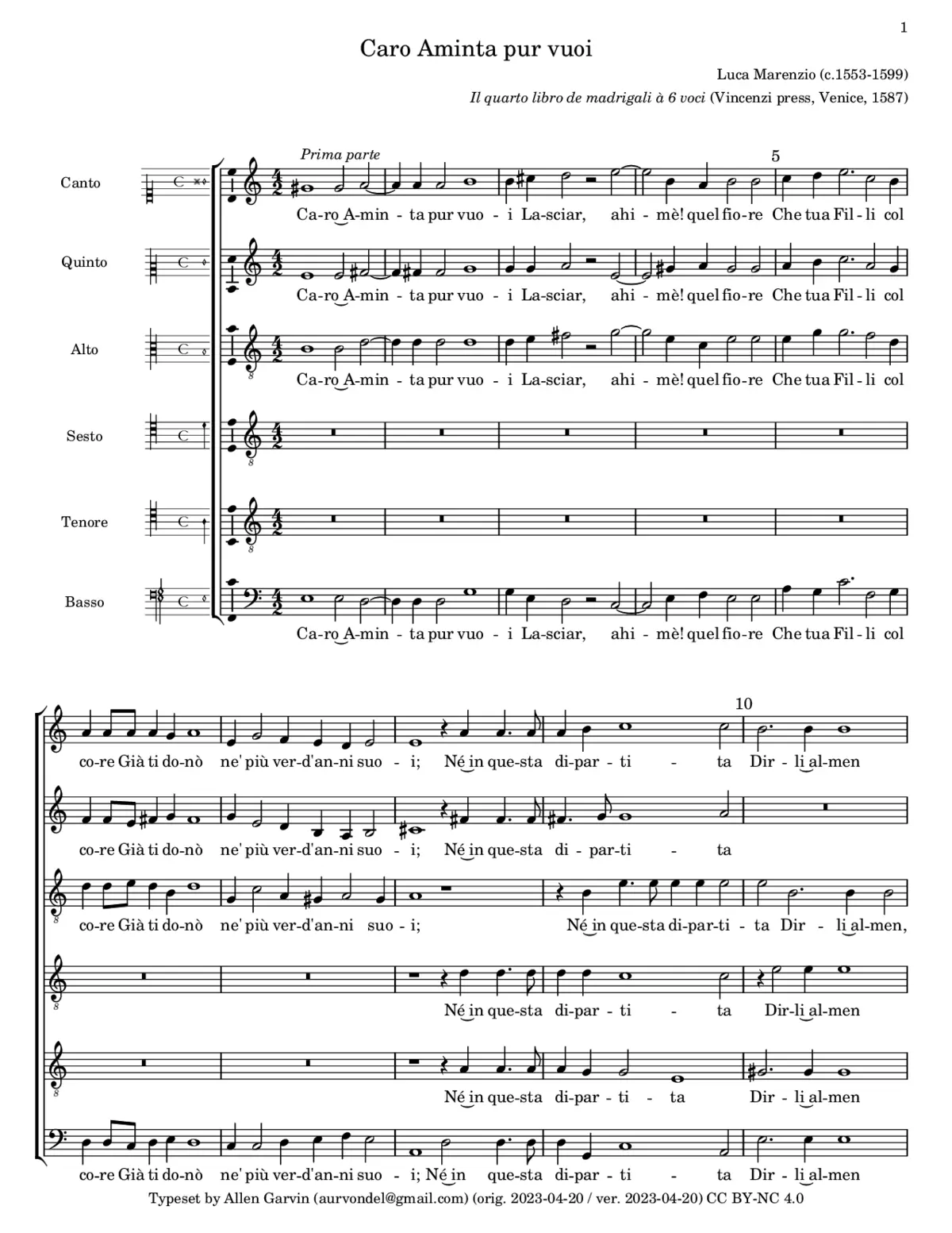 Caro Aminta pur vuoi - Page 1