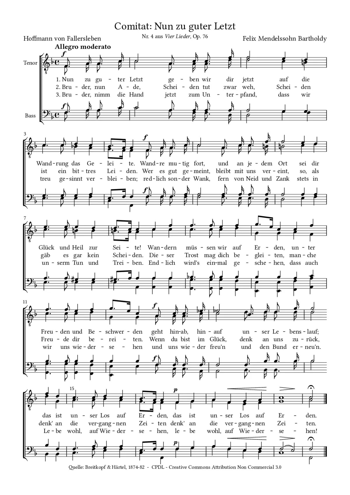 Comitat: Nun zu guter Letzt, Op. 76 No. 4 - Page 1