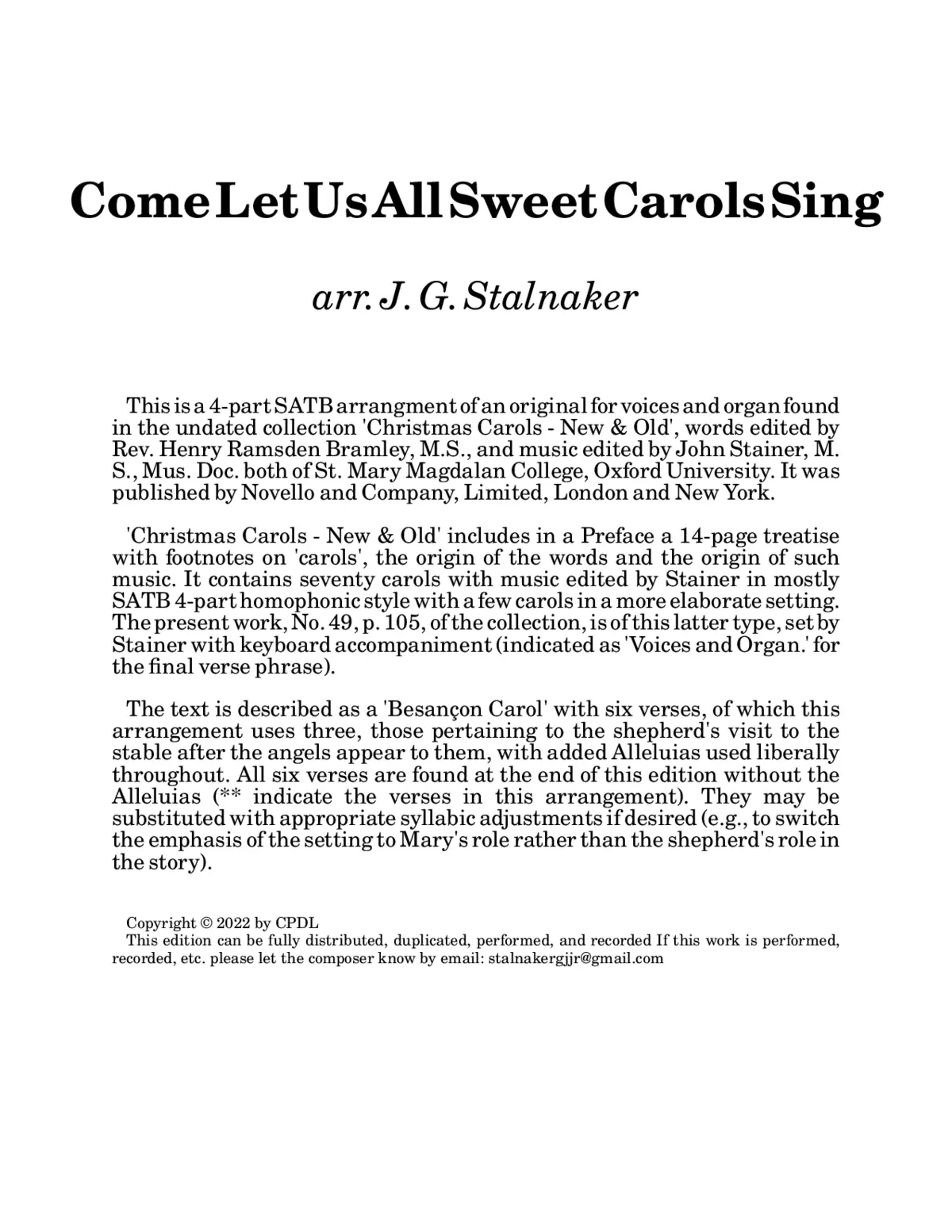 Come, let us all sweet Carols sing - Page 1