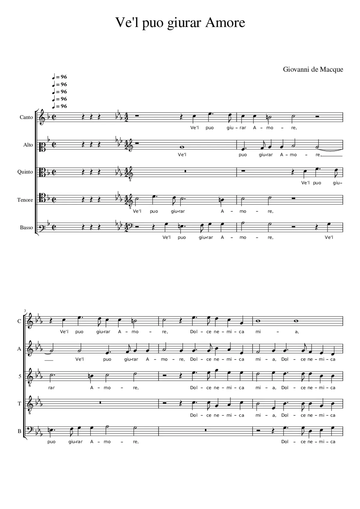 Vel puo giurar Amore - Page 1