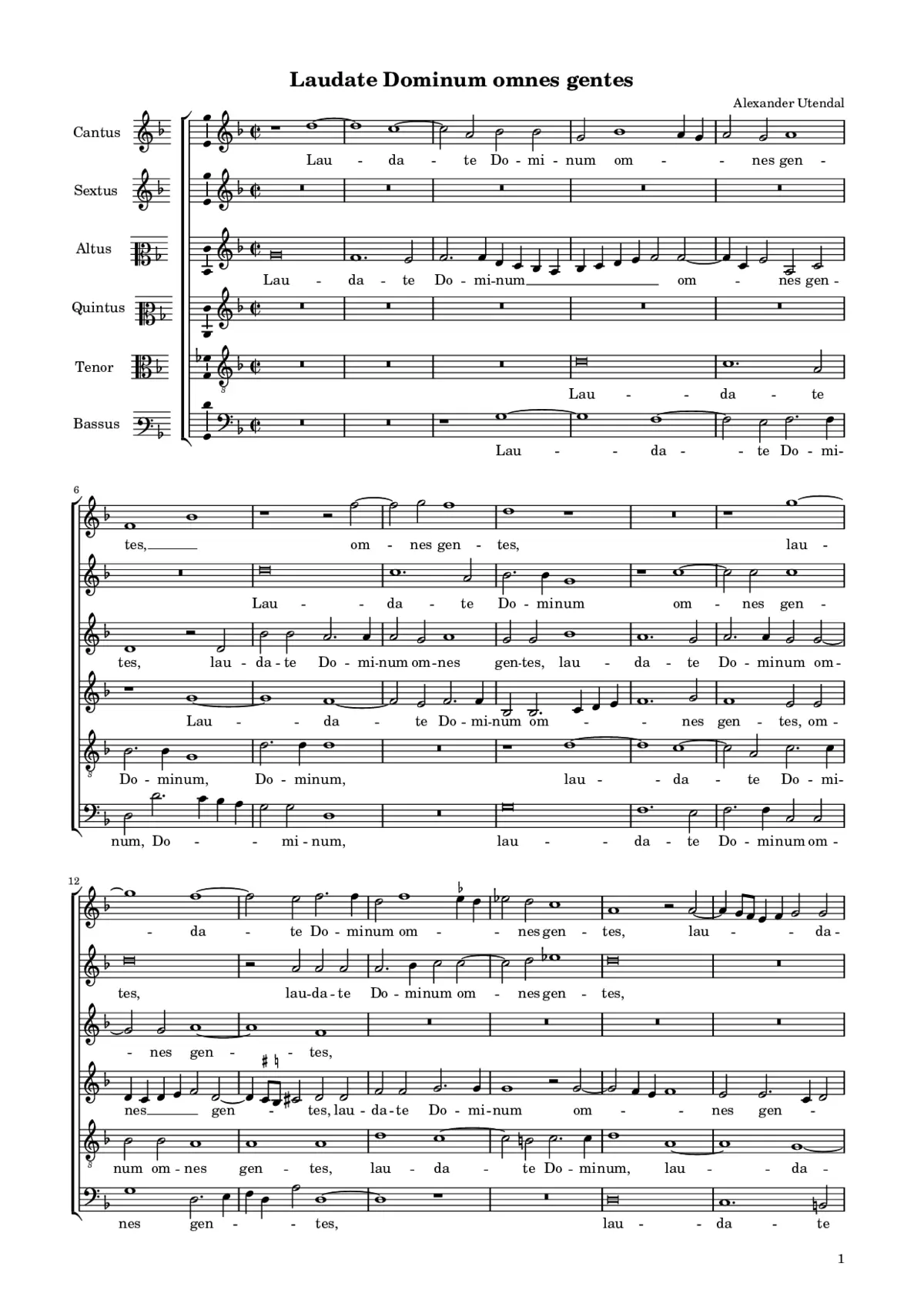 Laudate Dominum omnes gentes a 6 - Page 1