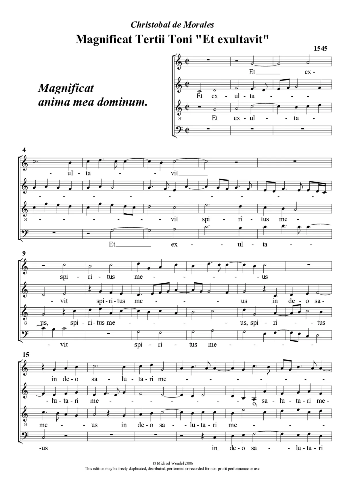 Magnificat Tertii Toni 'Et exultavit' - Page 1