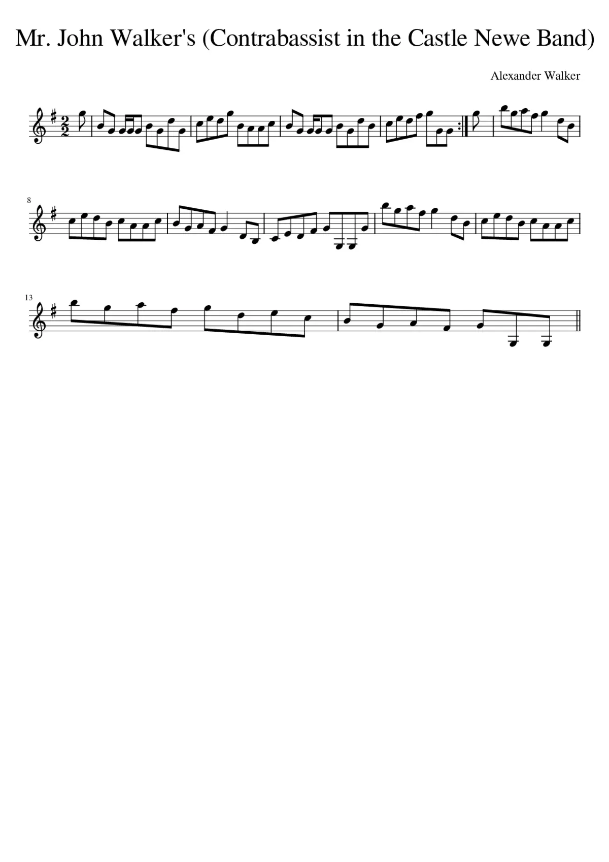 Mr. John Walker's (Contrabassist in the Castle Newe Band) - Page 1