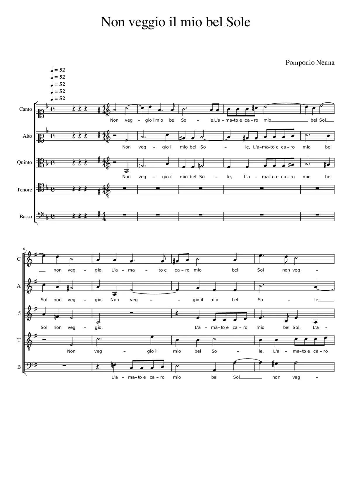 Non veggio il mio bel sole - Page 1
