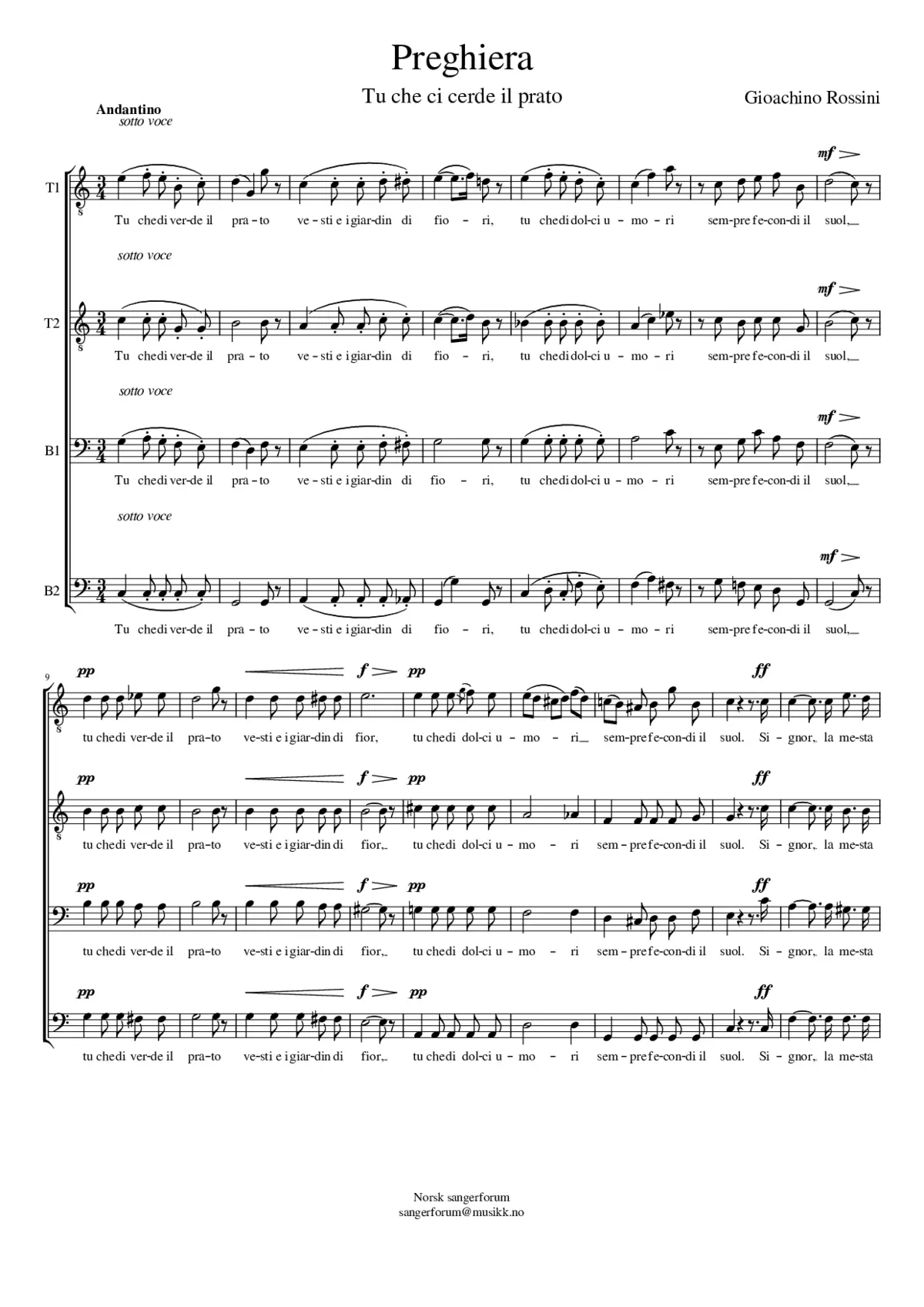 Preghiera - Tu che ci cerde il prato - Page 1