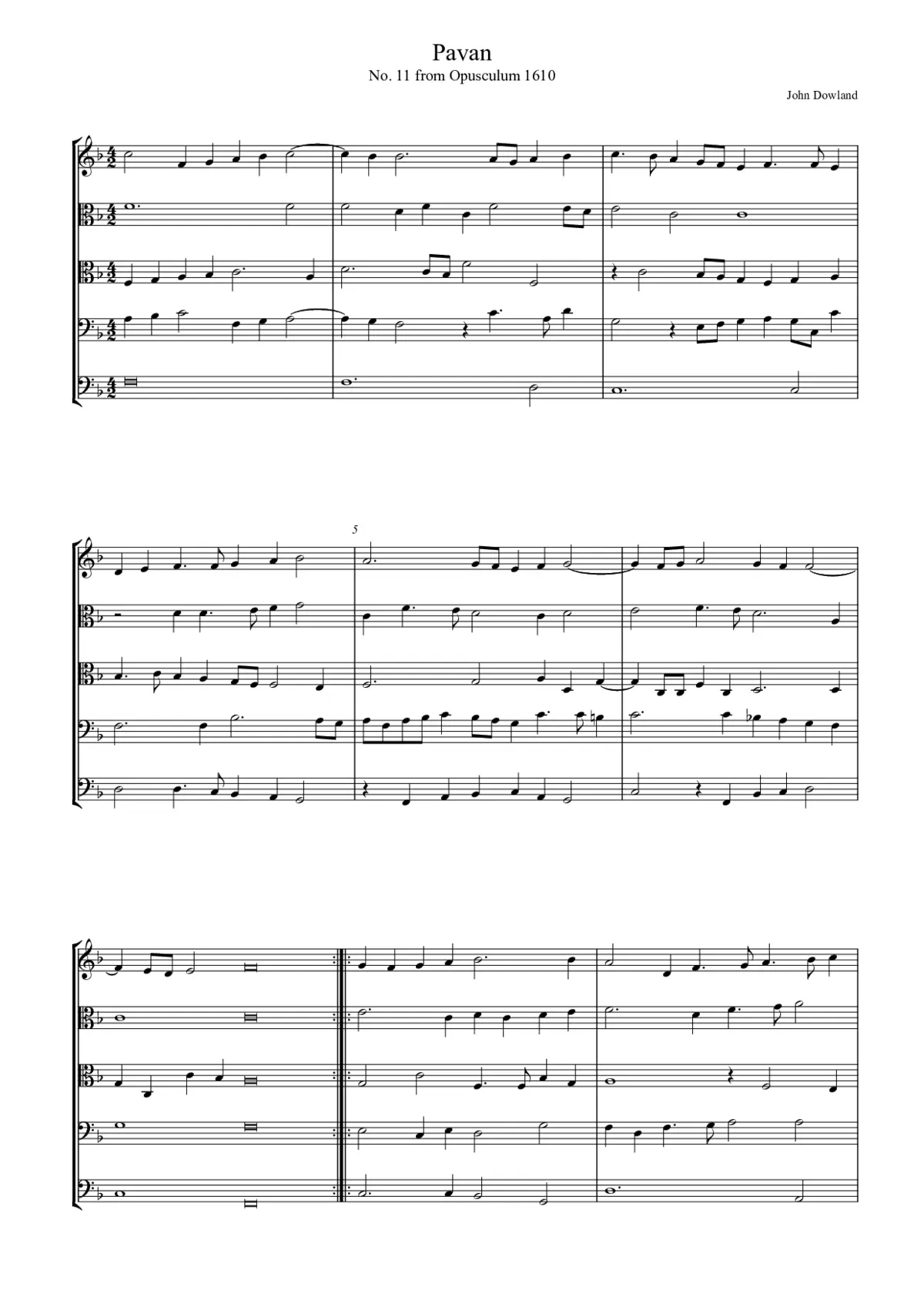 Pavan (Opusculum No.11) - Page 1
