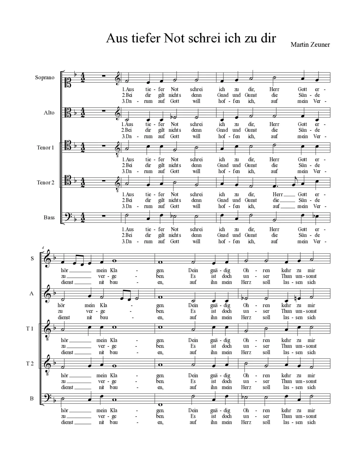 Aus tiefer Not schrei ich zu dir - Page 1