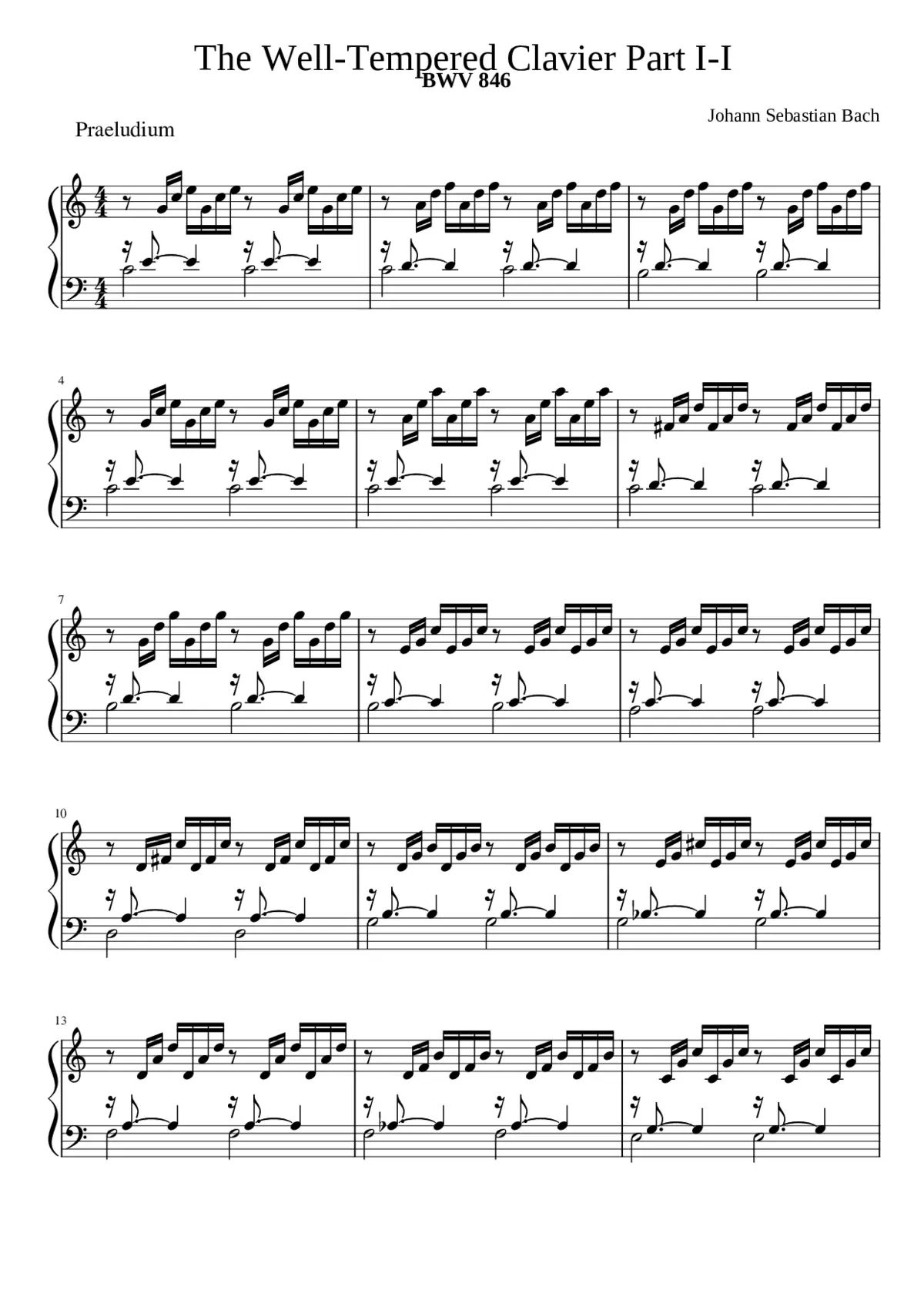 Prelude and Fugue in C major BWV 846 - Page 1