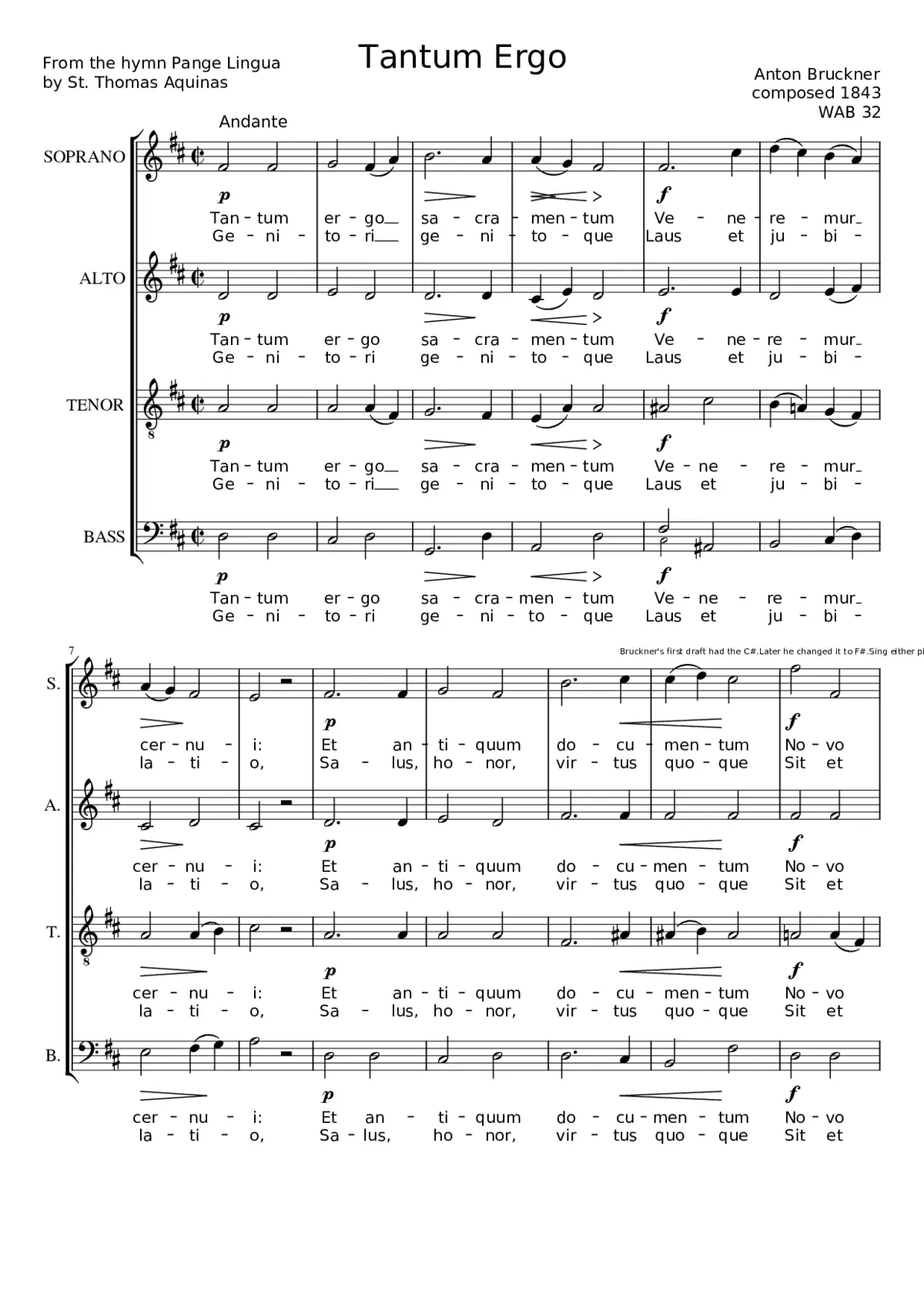 Tantum Ergo in D Major WAB 32 - Page 1