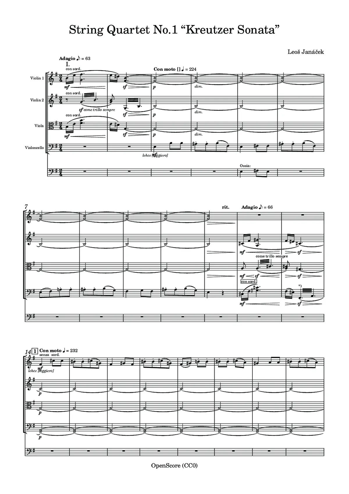 String Quartet No.1 “Kreutzer Sonata” - Page 1