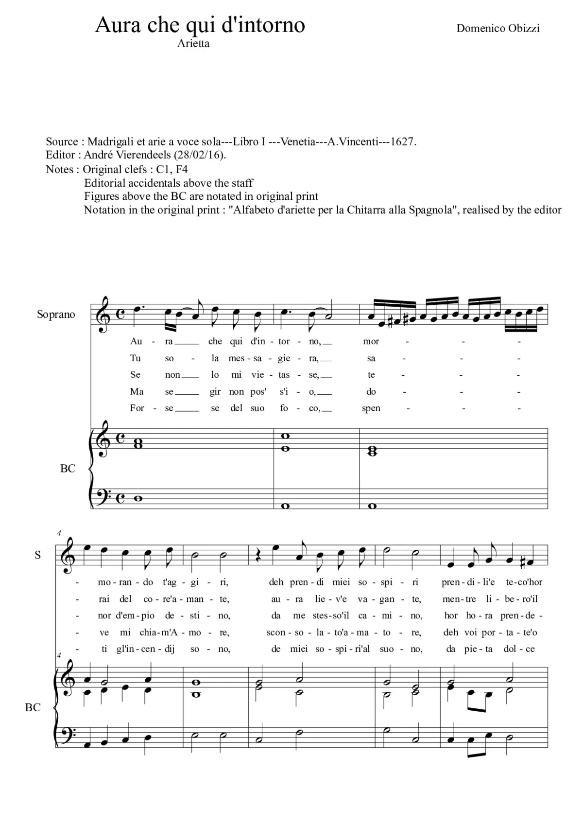 Aura che qui d'intorno - Page 1