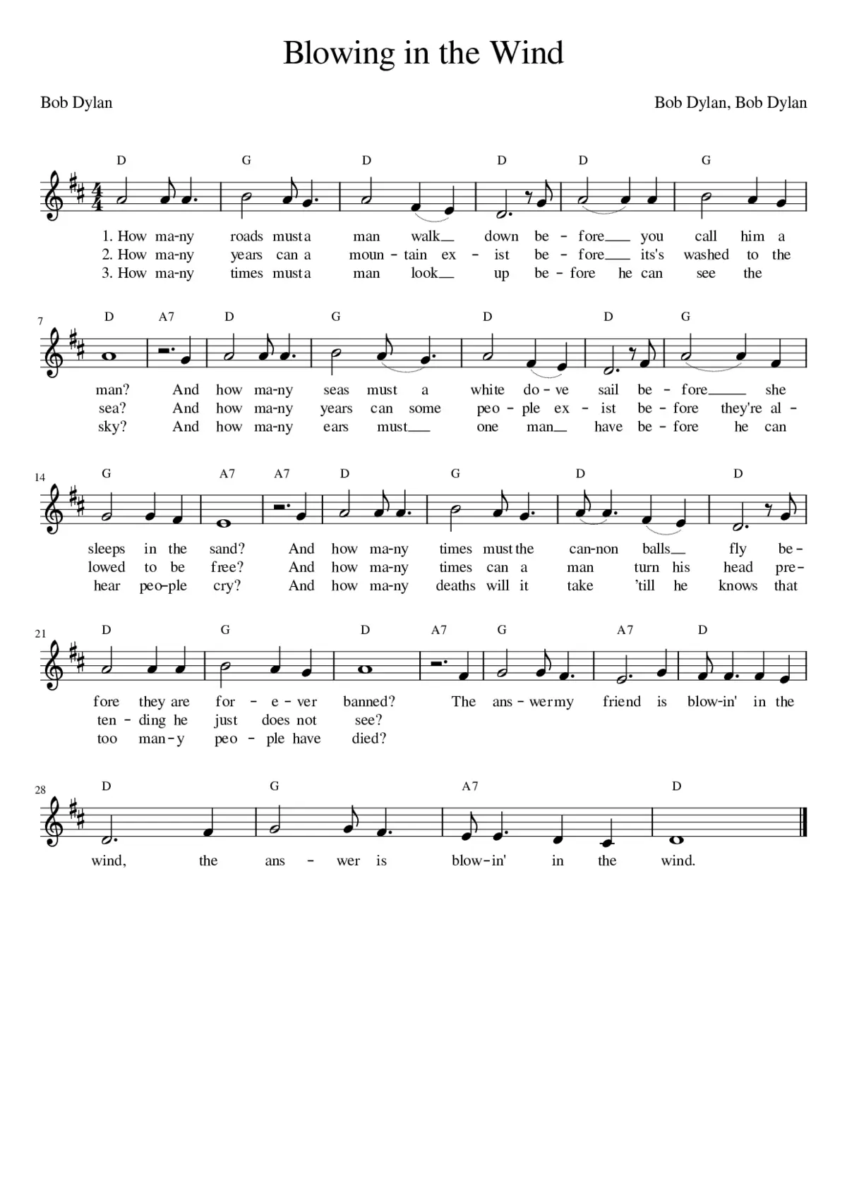 Blowin' In The Wind - Page 1