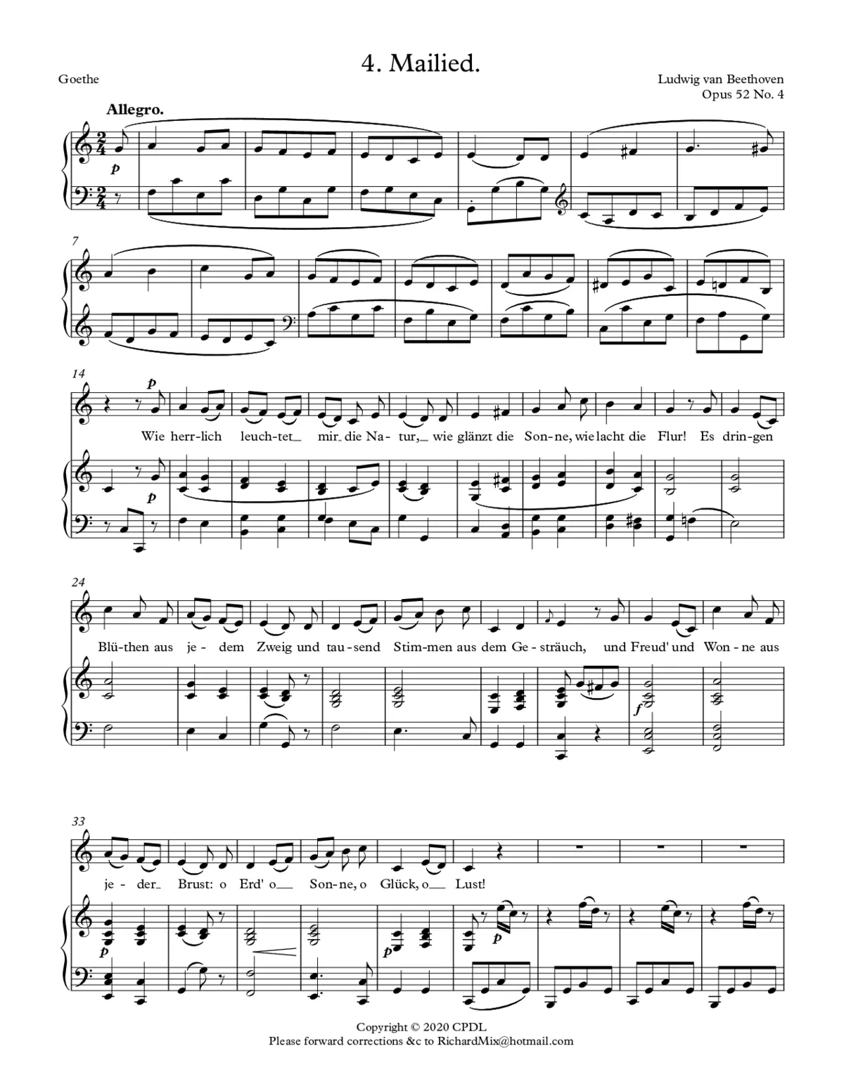 Mailied, Op. 52 No. 4 - Page 1