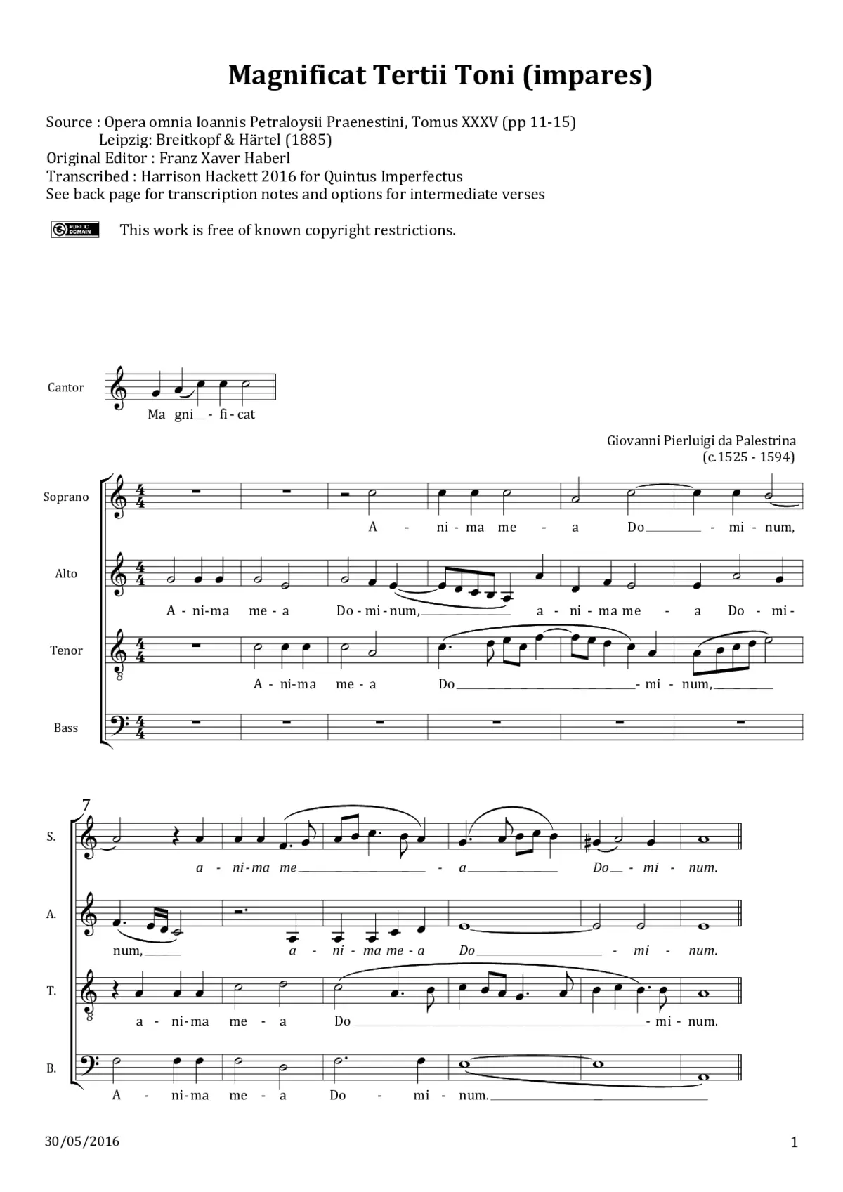 Magnificat tertii toni a 4, impares - Page 1