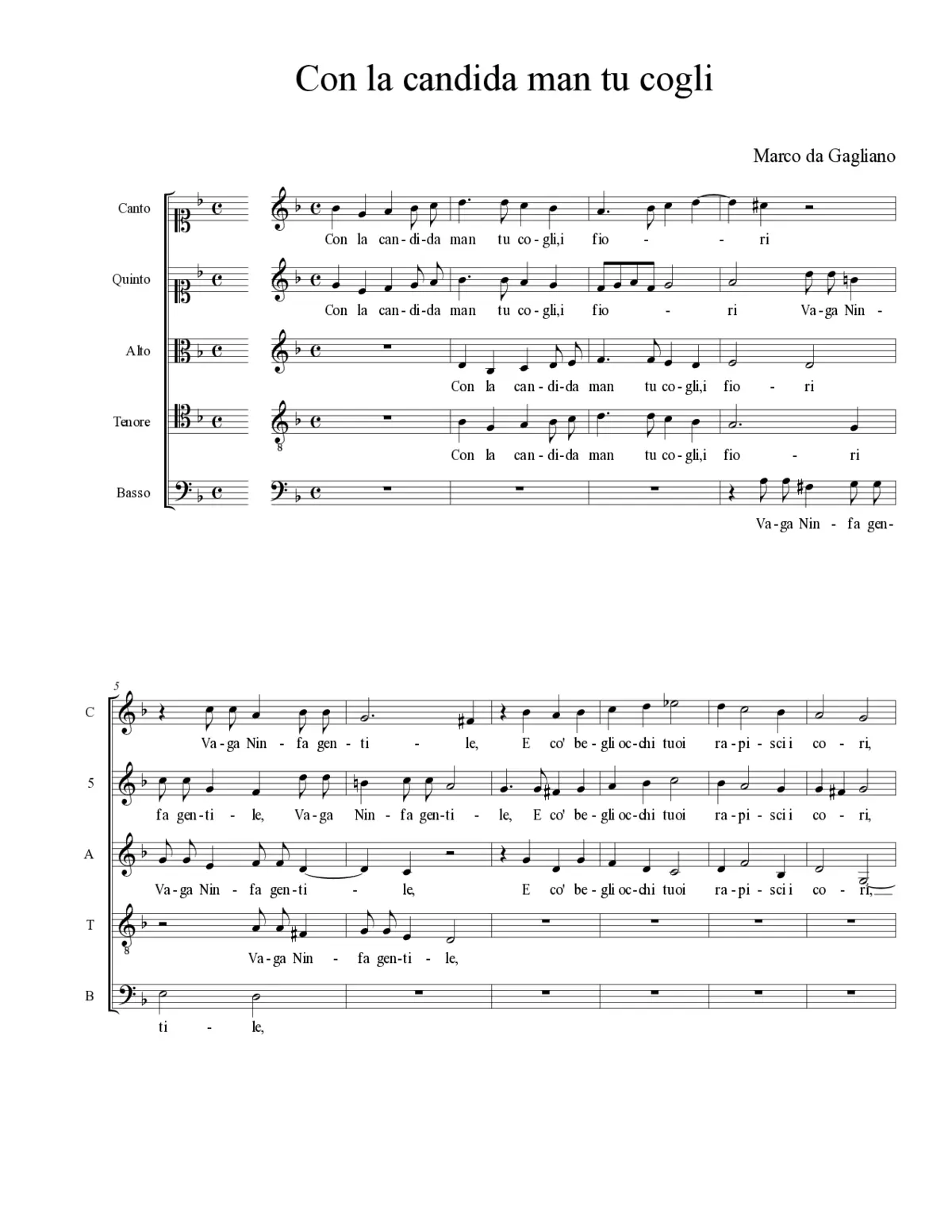 Con la candida man tu cogli - Page 1