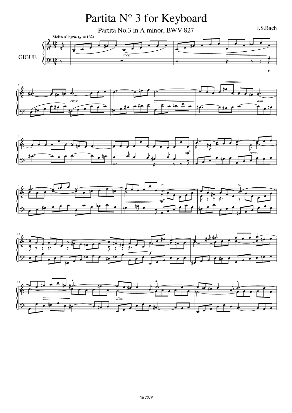 Partita in A minor BWV 827 - Page 1
