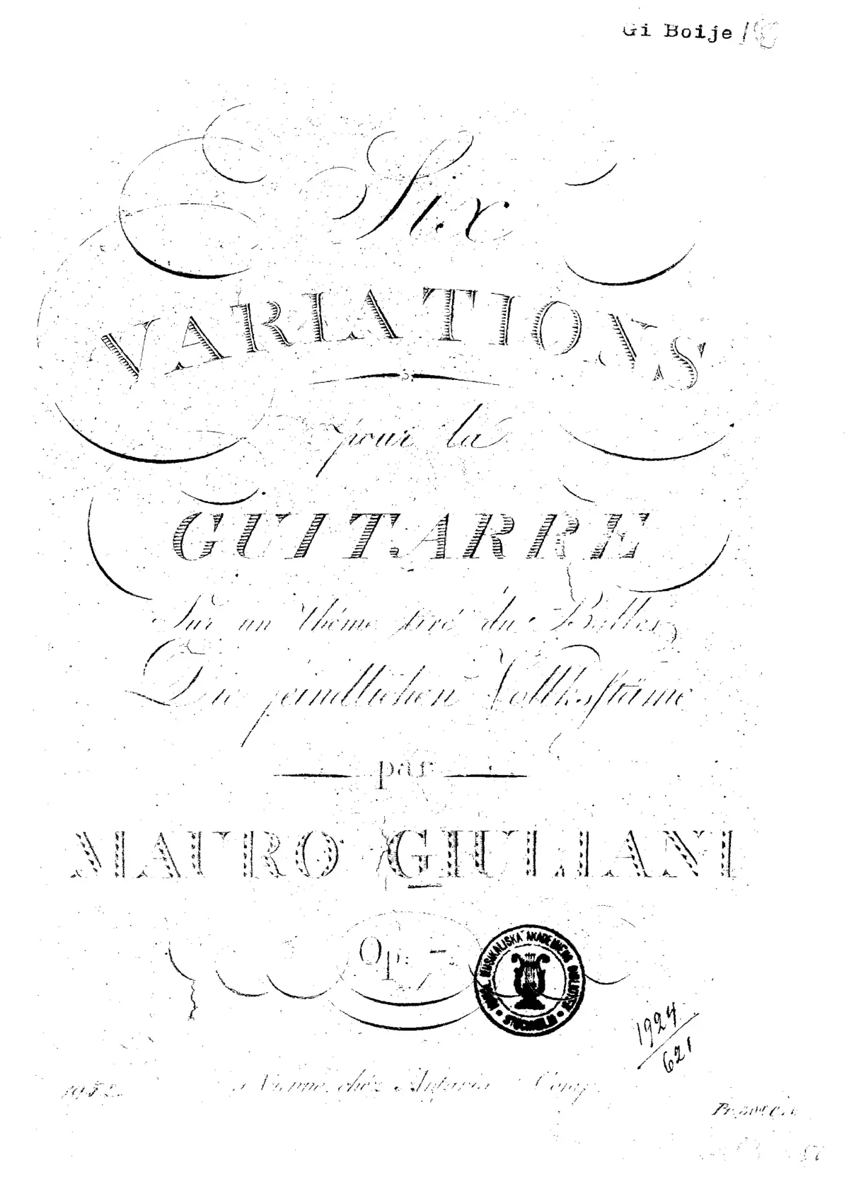 Sei variazioni per la chitarra - Page 1
