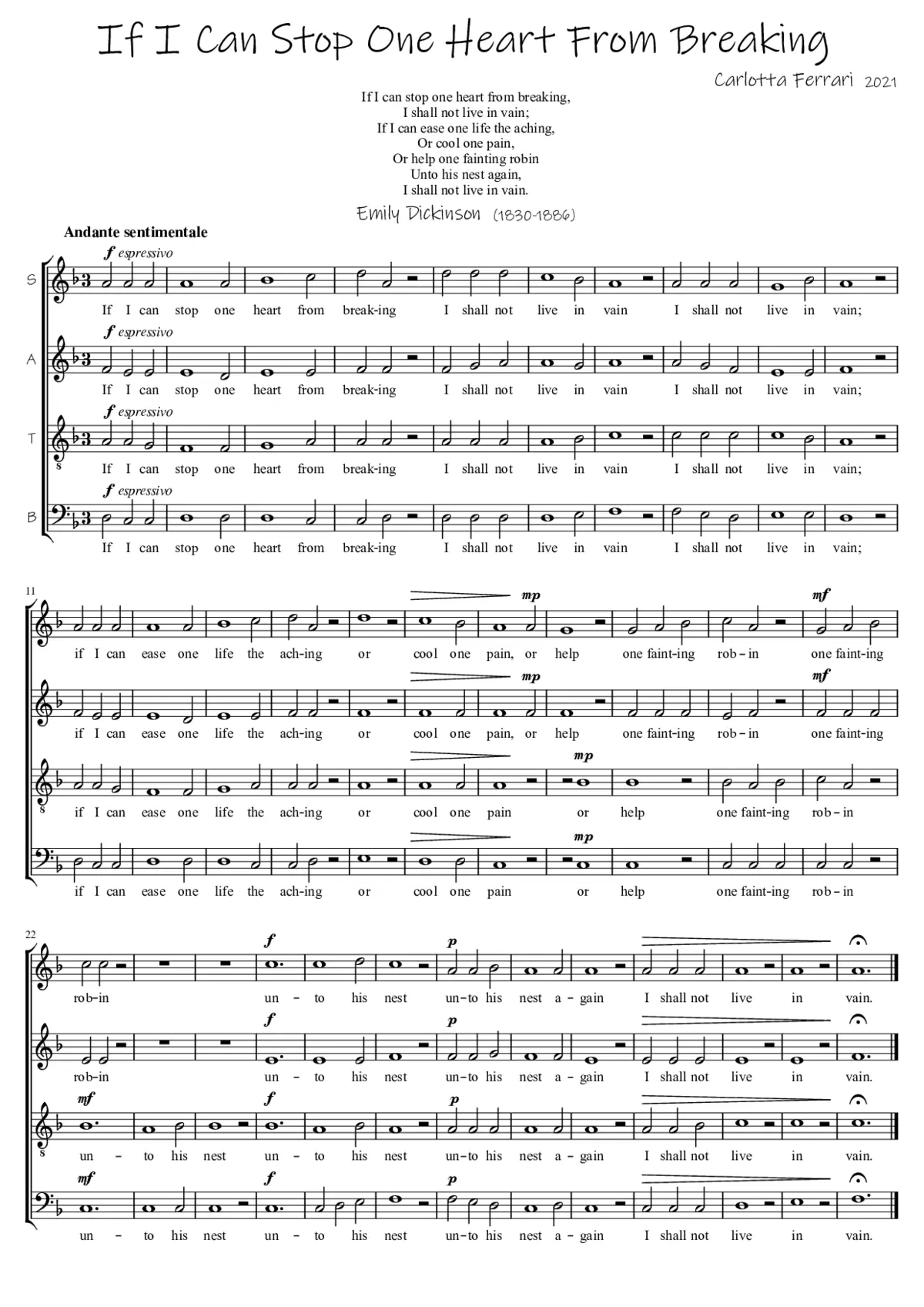 If I can stop one heart from breaking - Page 1