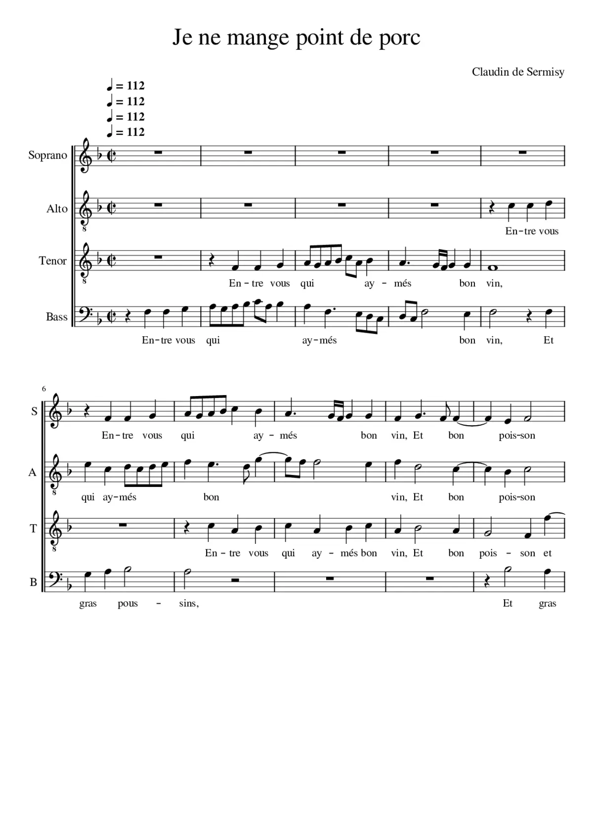 Entre vous qui aymés - Page 1