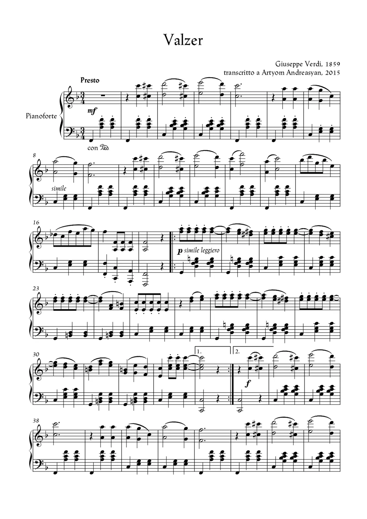 Valzer per Pianoforte solo - Page 1
