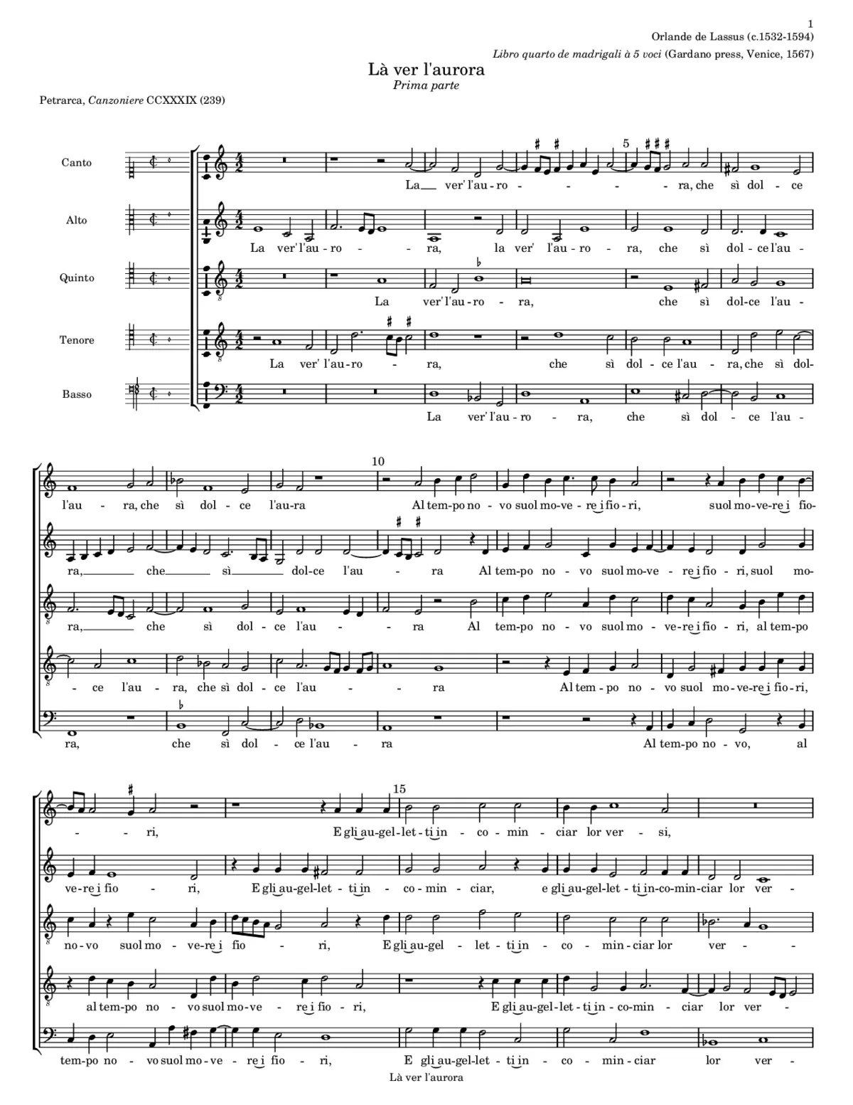 Là ver l'aurora che sì dolce l'aura - Page 1