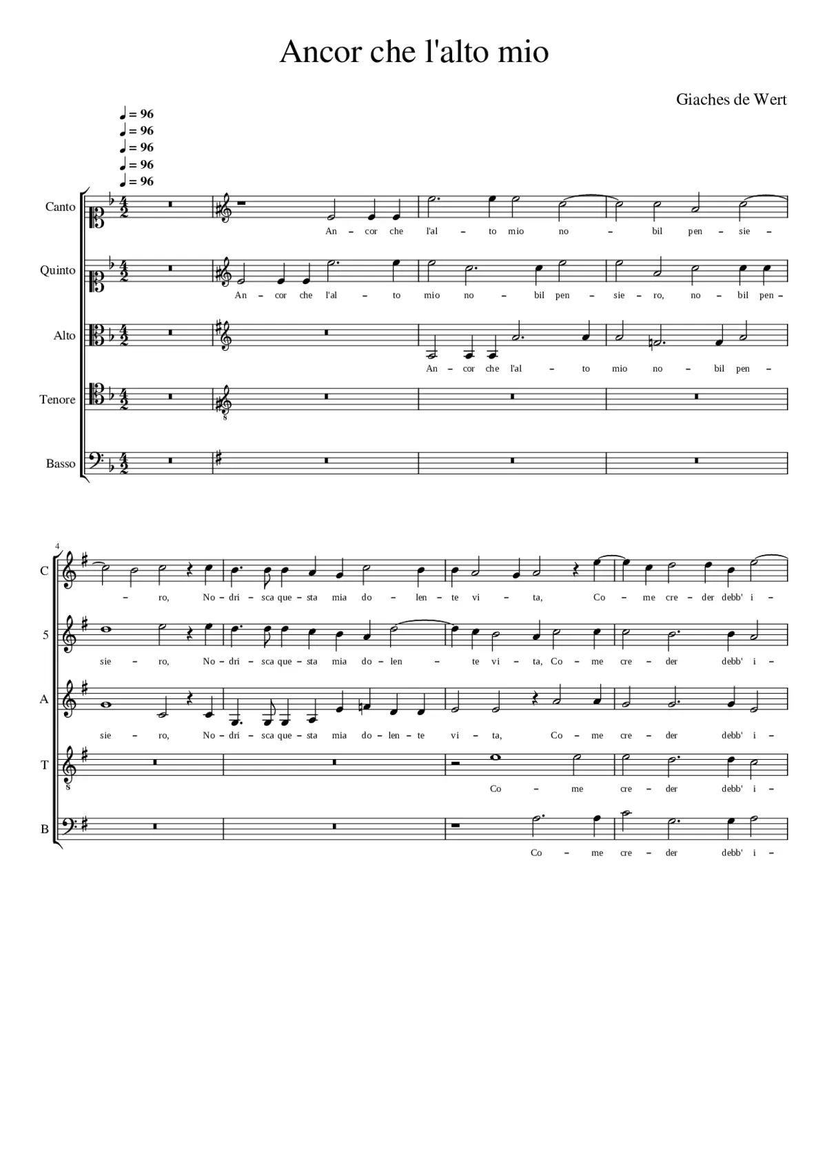 Ancor che l'alto mio - Page 1