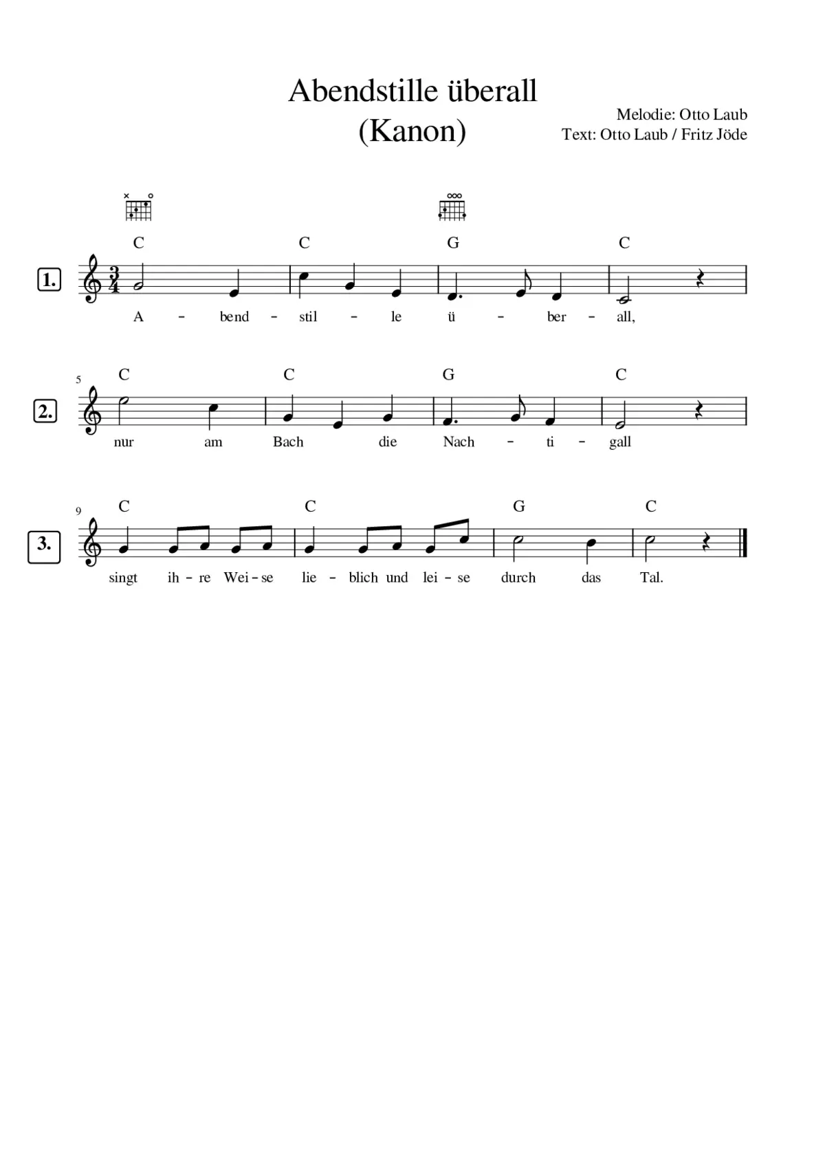 Abendstille überall (Kanon) - Page 1