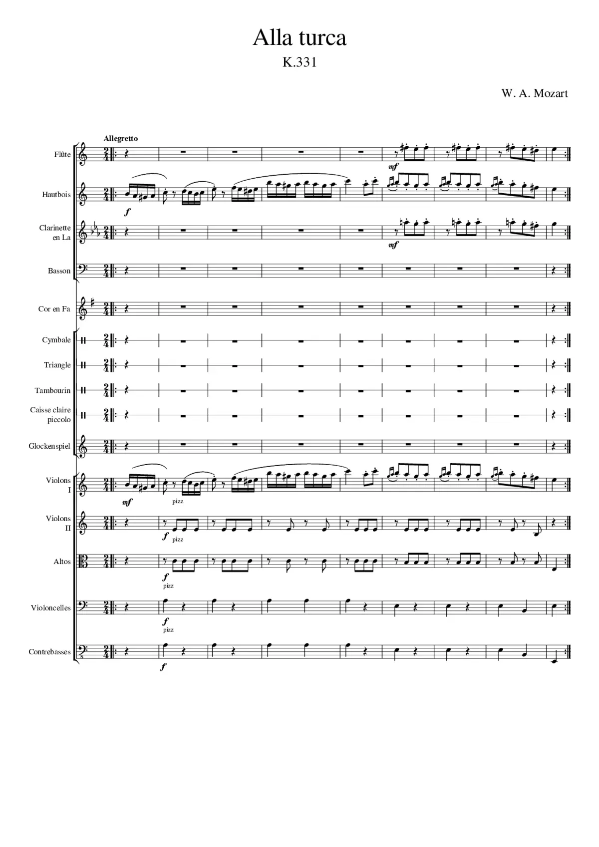 Piano Sonata No. 11 K. 331 (Turkish March) - Page 1