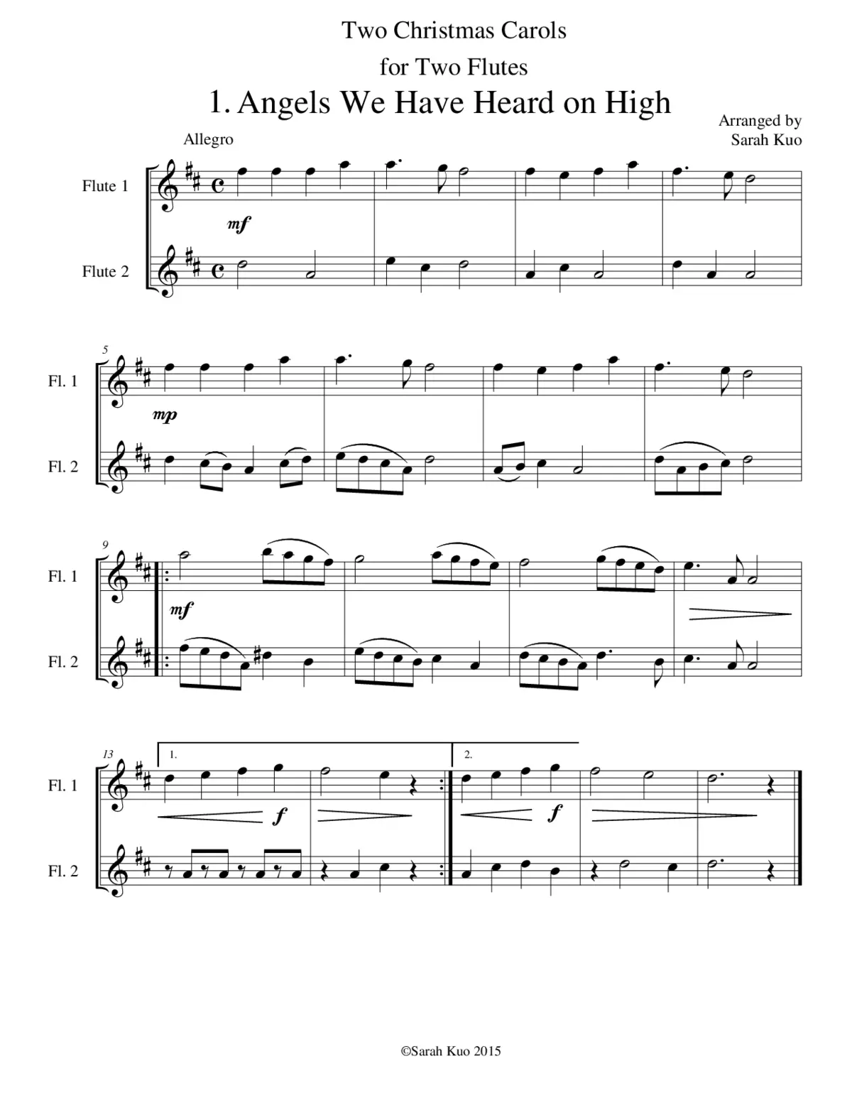 Two Christmas Carol Duets - Page 1