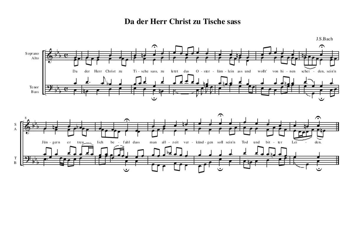 Da der Herr Christ zu Tische sass (Chorale) - Page 1