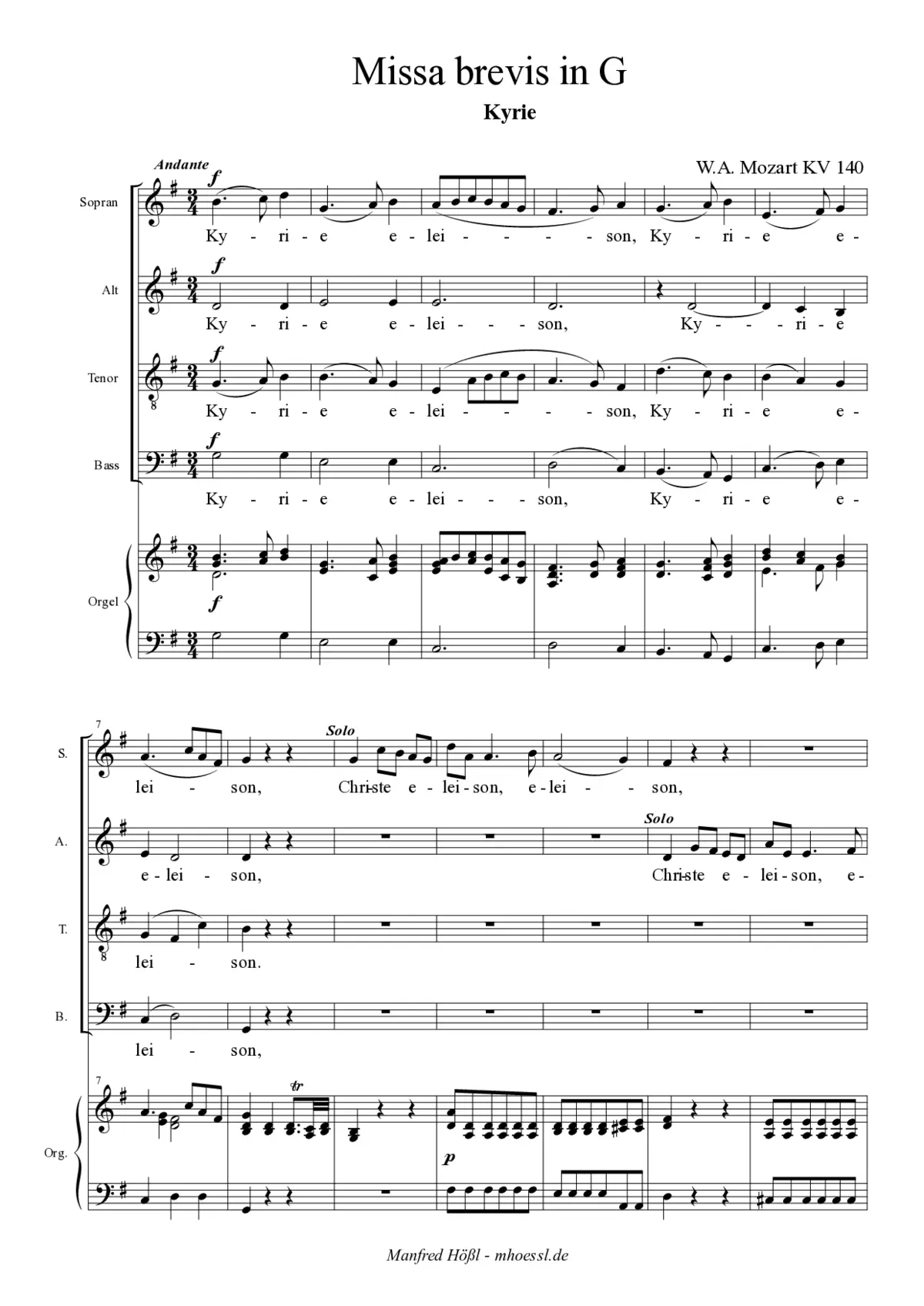 Missa brevis in G major, KV 140 - Page 1