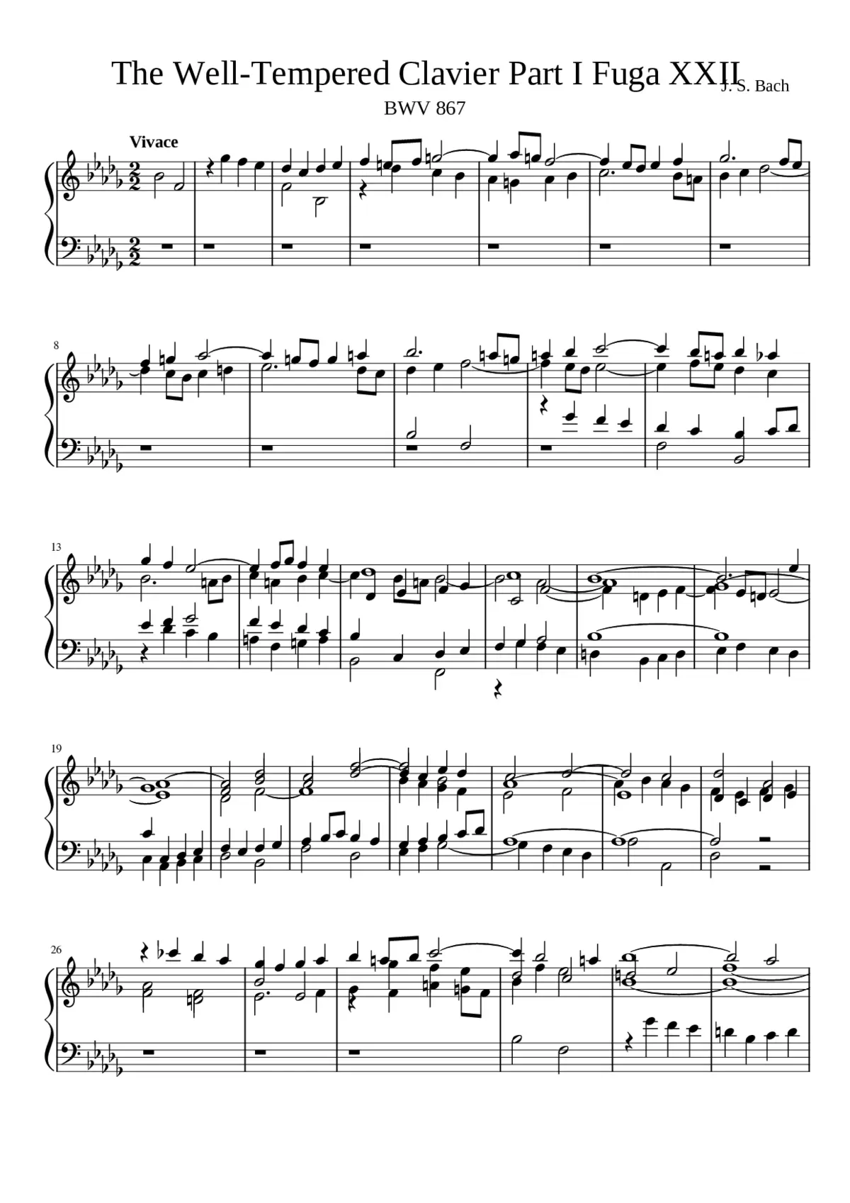Prelude and Fugue in B-flat minor BWV 867 - Page 1